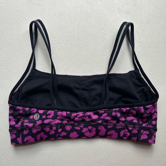 Lululemon Free To Be Wild Bra Pink Black Leopard Print Size 6 - Picture 3 of 7